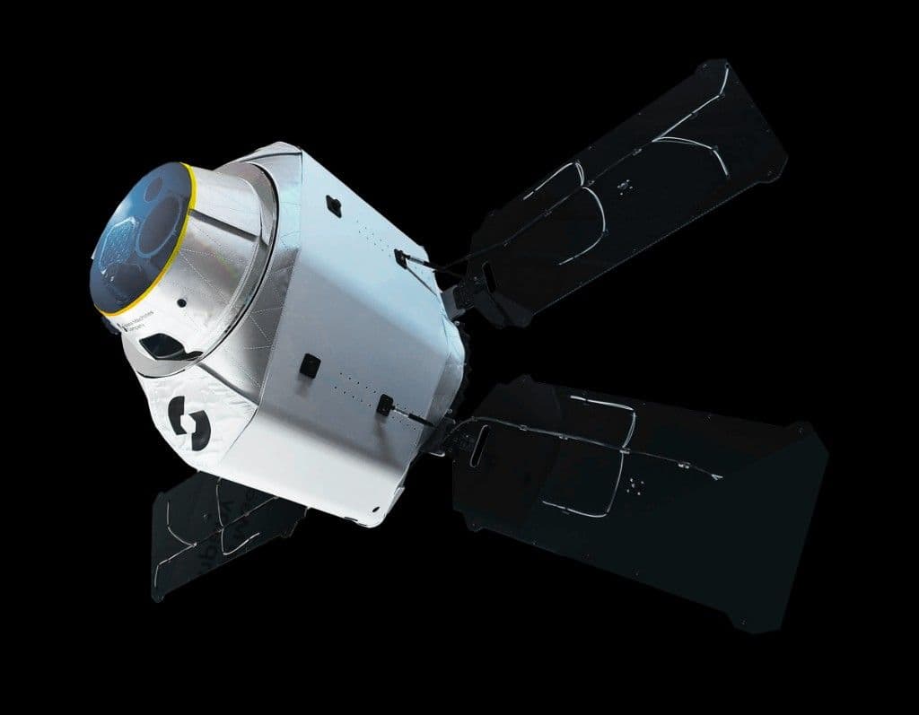 Optimus Viper orbital vehicle with four solar panels deployed